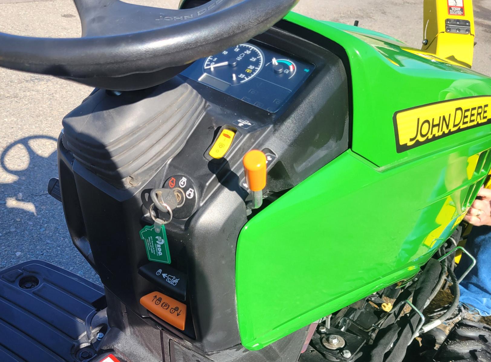2018 Green /Yellow John Deere 1025R with an 3TNV80F-NCJT engine, Hydrostatic transmission, located at 450 N Russell, Missoula, MT, 59801, (406) 543-6600, 46.874496, -114.017433 - Only 106 Hours. Really Nice 2018 John Deere 4Wheel Drive 1025R Diesel Tractor. 25HP. Comes with John Deere 54" Front Snow Blower. Has Owners Manuals for the Tractor and the Blower. Lots of Specs one the pictures page. Excellent Condition. Plastic has never been off the seat. Does Not come with any o - Photo #5